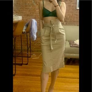Khaki midi skirt